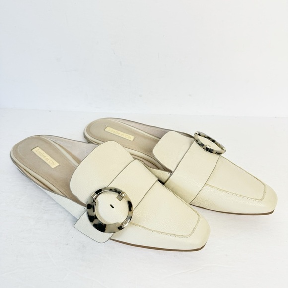 Louise et Cie Brileigh Bone Mules Sz 9.5 Tortoise Shell Buckle Momcore Coastal - Picture 3 of 15